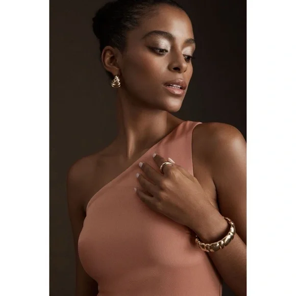 BHLDN Bridesmaid Dylan One Shoulder Satin Side Slit Maxi Dress Grown Size 8 NWT BHLDN Bridesmaid Dylan One Shoulder Satin Side Slit Maxi Dress Grown Size 8 NWT